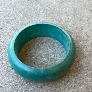 Blue Wood Bangle Bracelet Boho Festival Party Hippie Ethnic Native Tribal Sz 8
